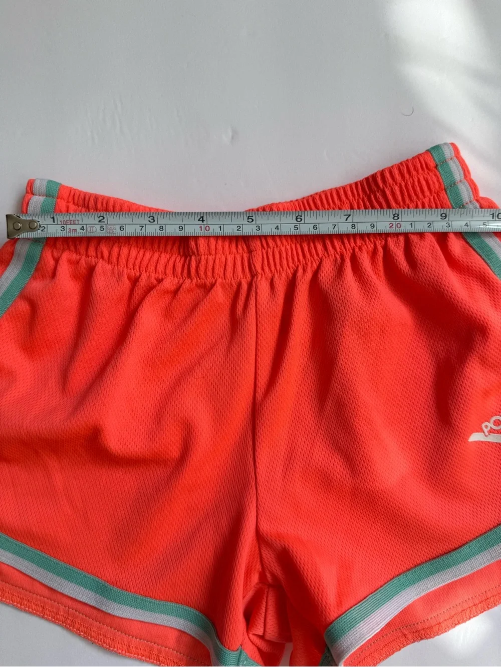 PONY Neon Coral Athletic Running Shorts Girls S 7/8 Y2K Sporty